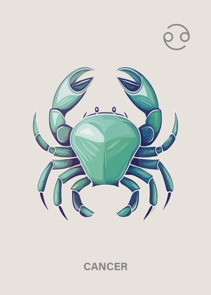 Cancer Zodiac Crab by Paperago — canvas wall art