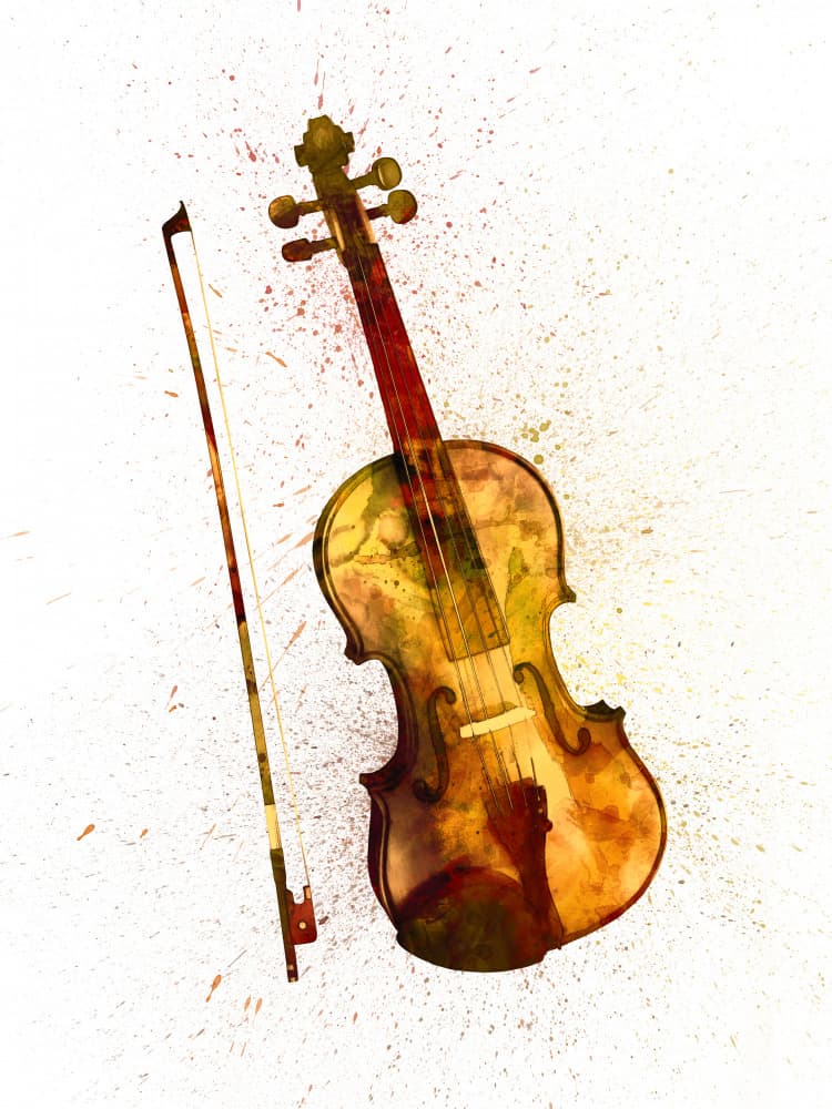 Golden Violin Splatter by Michael Tompsett — canvas wall art