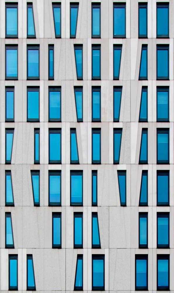 Modern Blue Windows by Jef Flour — canvas wall art