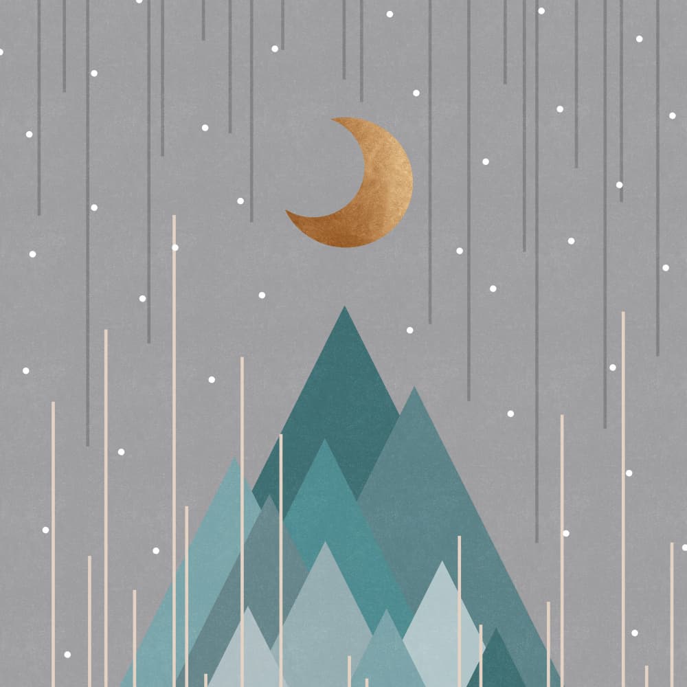 Geometric Night Mountains by Orara Studio — canvas wall art