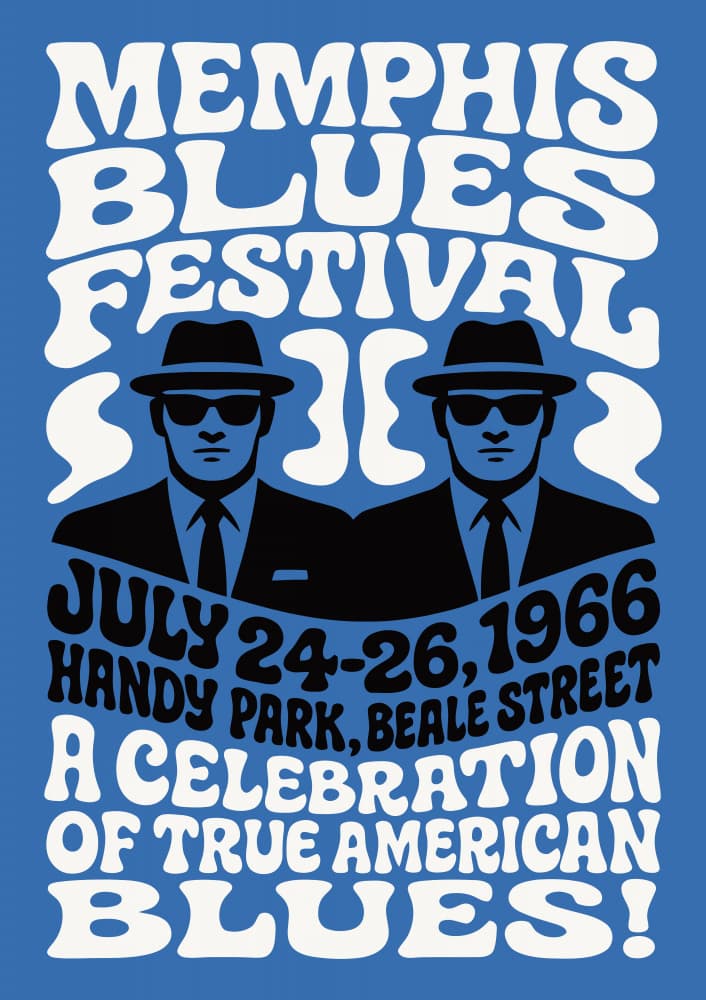 1966 Memphis Blues Festival by Patryk Krygowski — canvas wall art