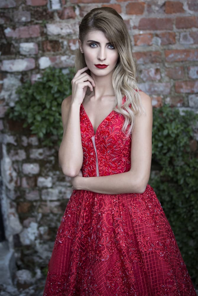 Elegant Woman In Red by Enis Onur — canvas wall art