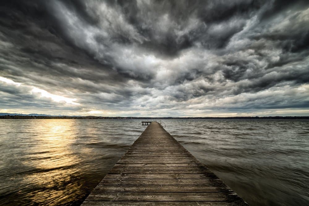 Stormy Pier Horizon by Ulrike Eisenmann — canvas wall art