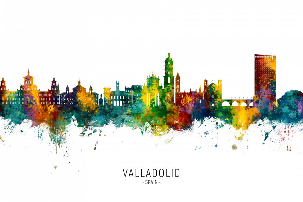 Colorful Valladolid Cityscape by Michael Tompsett — canvas wall art