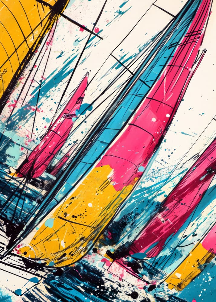 Vibrant Sailing Race by Justyna Jaszke — canvas wall art