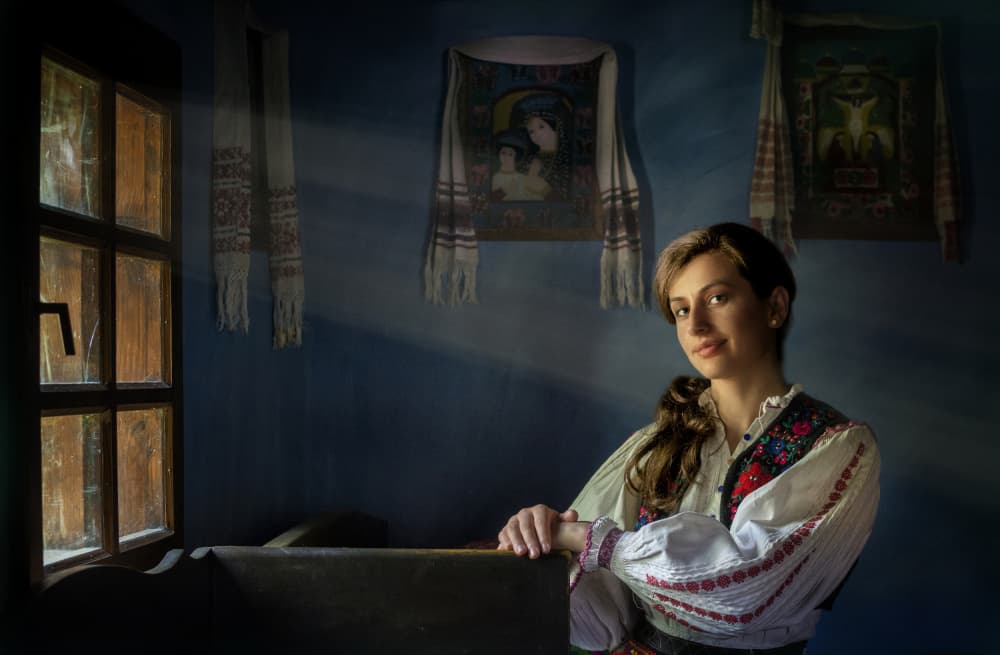 Folk Woman In Sunlight by Grigore Roibu — canvas wall art
