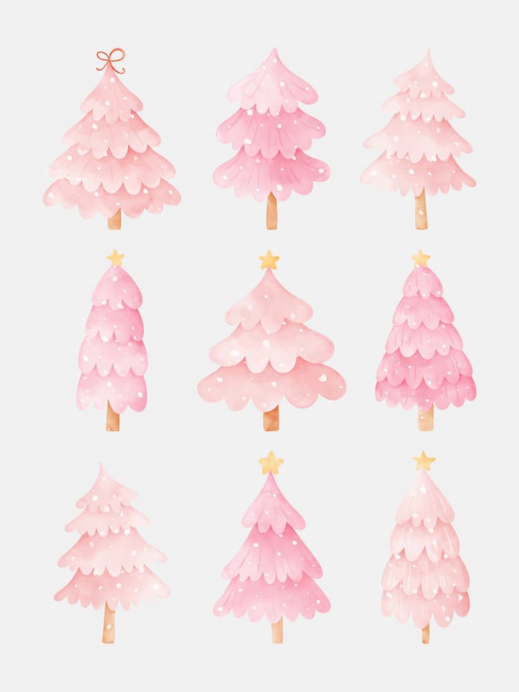 Dreamy Pink Christmas Trees by Jolly and Dash — canvas wall art