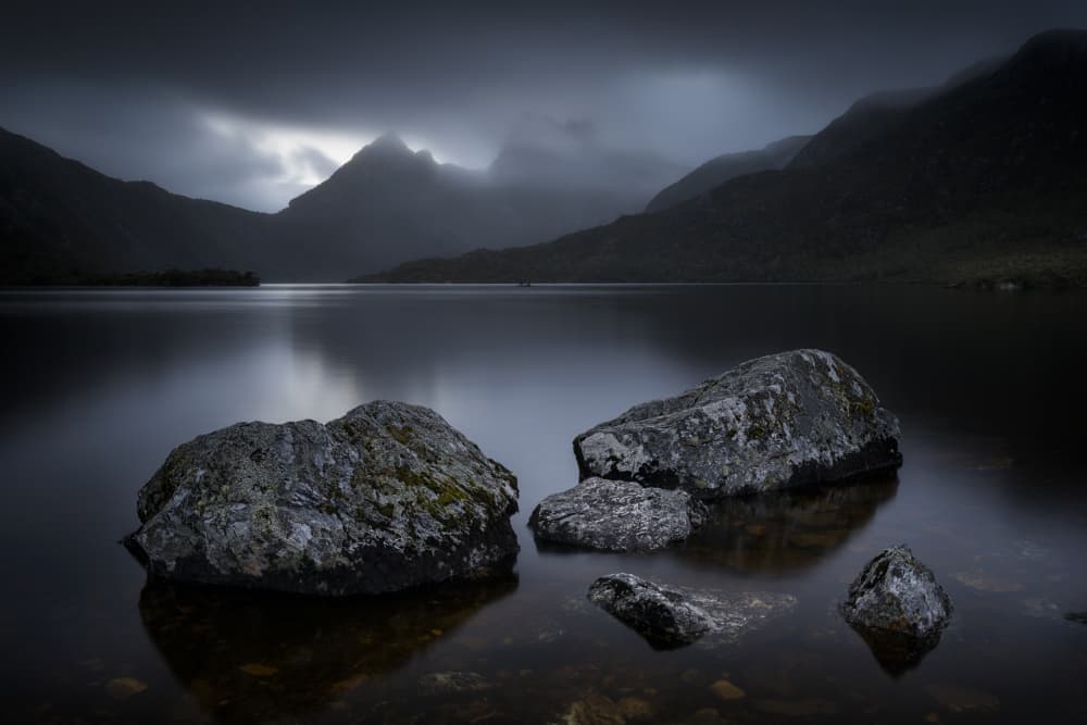 Moody Mountain Lake by Richard Vandewalle — canvas wall art