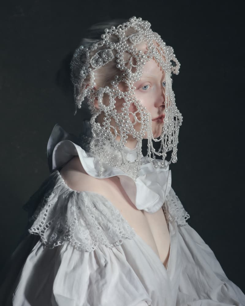 Woman in Pearl Veil by Michaela Durisova — canvas wall art