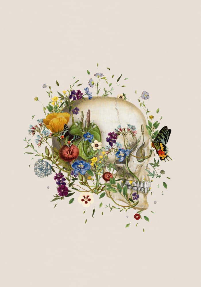 Floral Skull Garden by Frida Floral Studio — canvas wall art