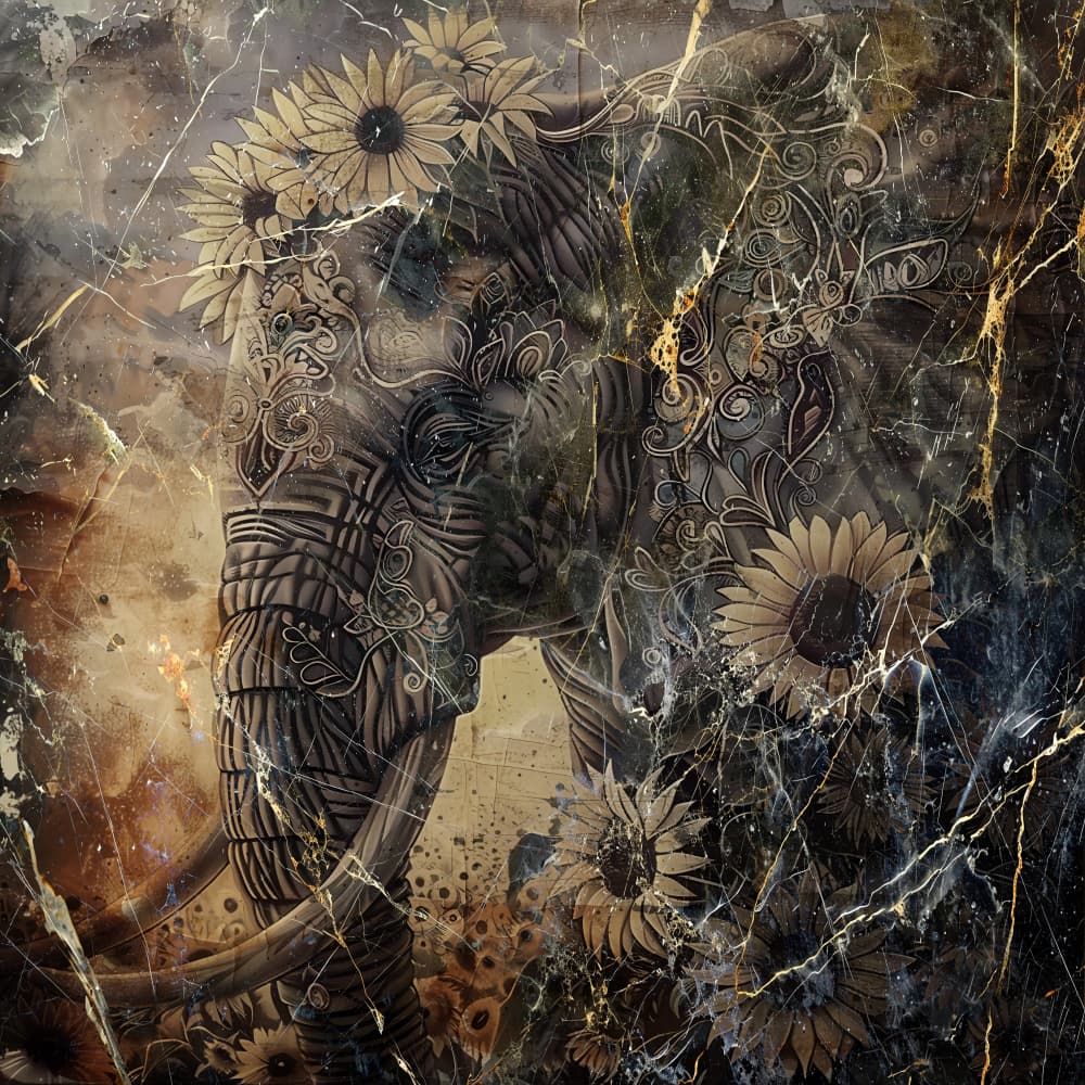 Textured Elephant Sunflowers by Rafal Kulik — canvas wall art