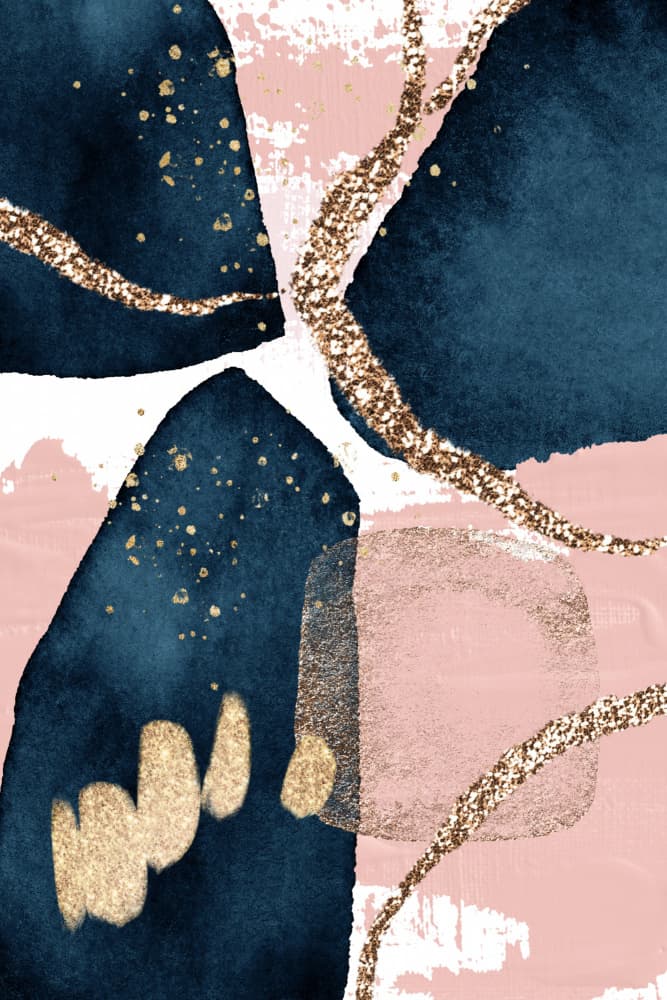 Abstract Blue Gold Blush by Sally Ann Moss — canvas wall art