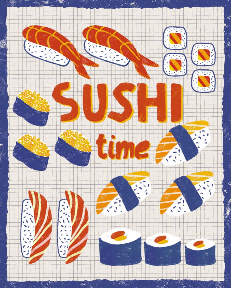 Sushi Time Delights by Radhika Modi — canvas wall art