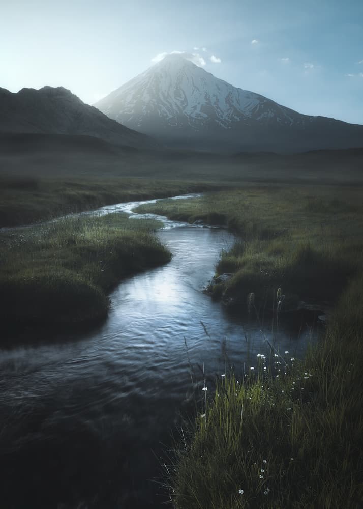 Misty Mountain Stream by Majid Behzad — canvas wall art
