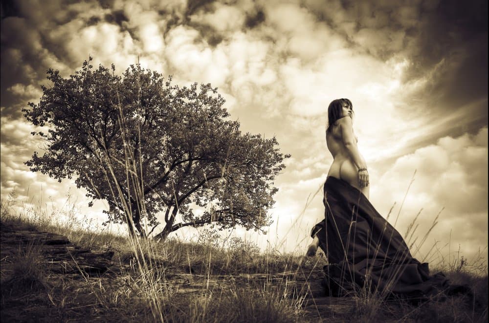 Contemplative Nude in Nature by Oleksandr Pereverzov — canvas wall art