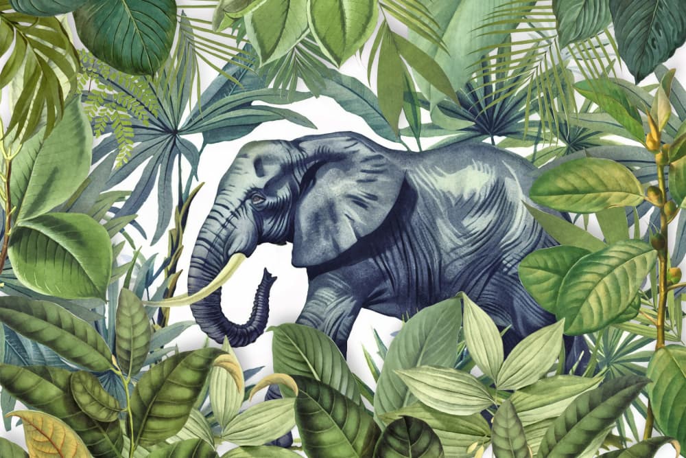 Elephant in Lush Jungle