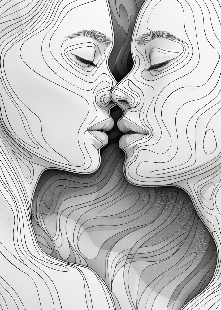 Tender Line Art Embrace by Justyna Jaszke — canvas wall art