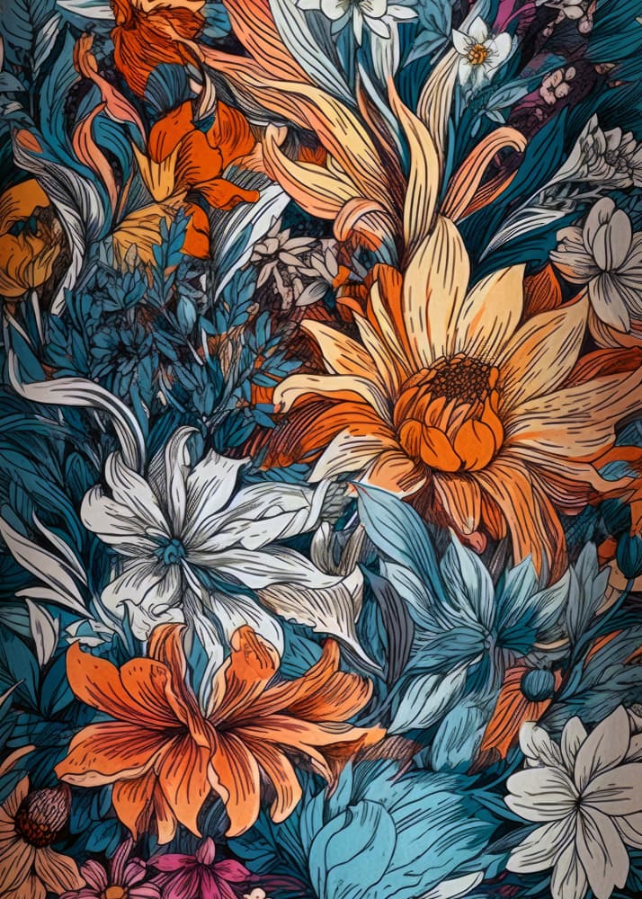 Vibrant Floral Garden by Justyna Jaszke — canvas wall art