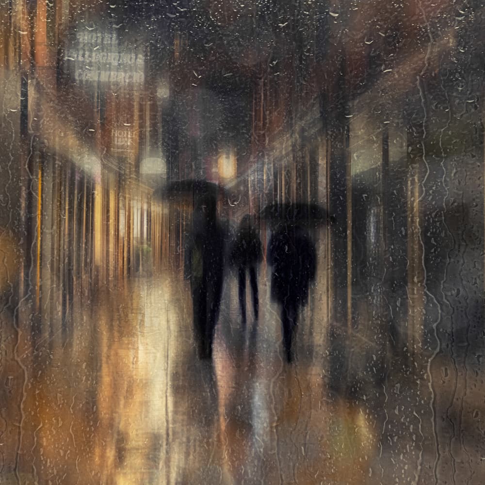 Moody Rainy Street by Roswitha Schleicher-Schwarz — canvas wall art
