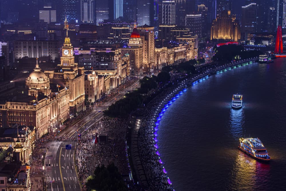 Vibrant City Night Lights by Jason (Min) Jiang — canvas wall art