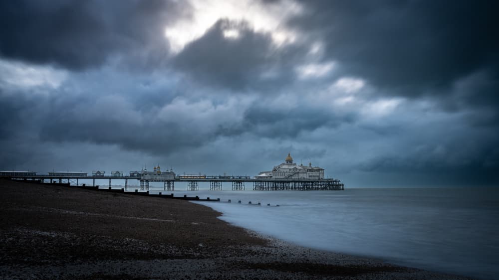 Stormy Coast Pier by Jean Vandijck — canvas wall art
