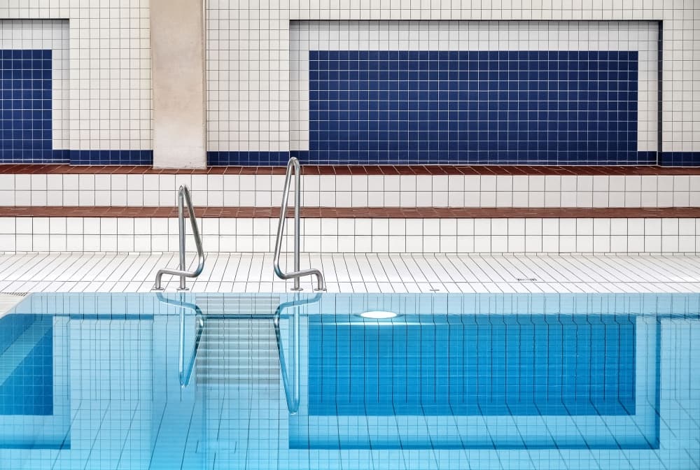 Blue Pool Geometry by Renate Reichert — canvas wall art