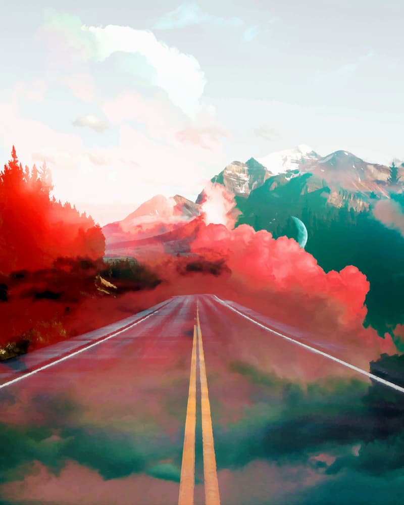 Vibrant Fantasy Road by Uma Gokhale — canvas wall art