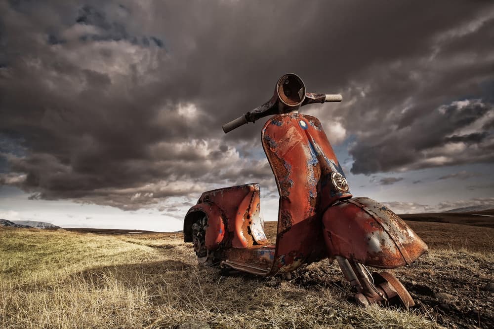 Rusty Scooter Landscape by Þorsteinn H. Ingibergsson — canvas wall art