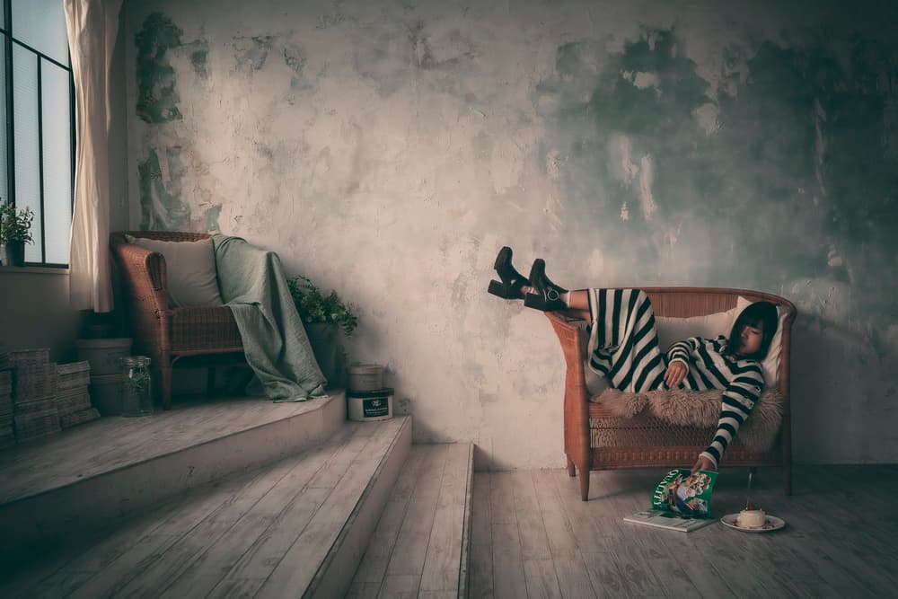 Cozy Striped Dress Lounging by 7 Flavor C/P — canvas wall art