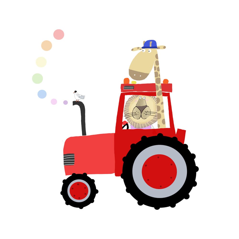 Cute Animal Tractor Ride by Carla Daly — canvas wall art