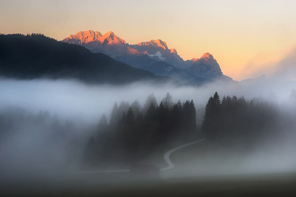 Golden Peaks Morning Mist by Marek Kijevský — canvas wall art
