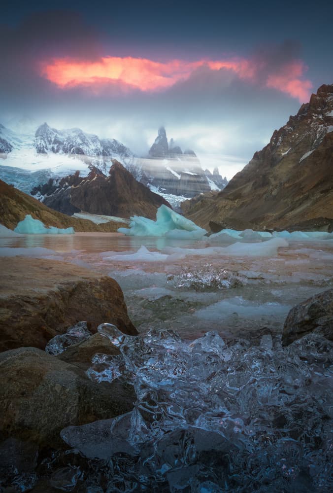 Glacial Peaks Sunset Glow by SANDEEP MATHUR — canvas wall art