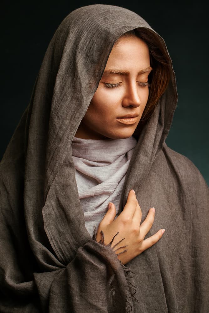 Serene Hooded Woman by Mehdi Mokhtari — canvas wall art