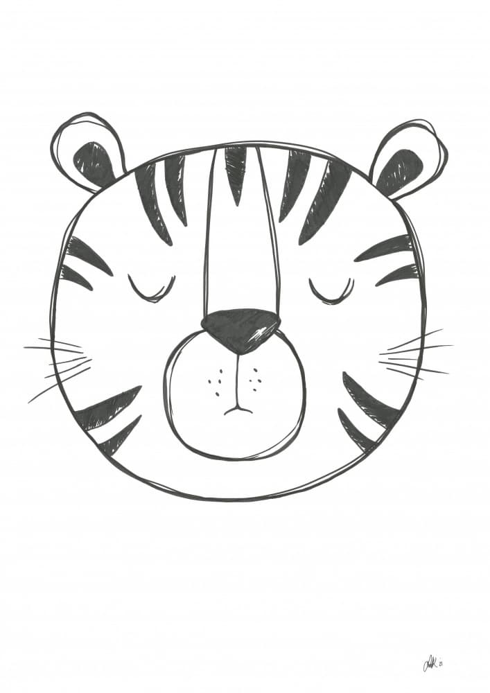 Cute Sleeping Tiger by Lor Muller — canvas wall art