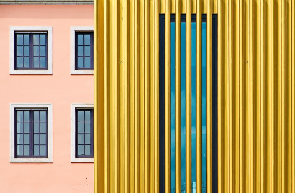 Vibrant Architectural Contrast by Hans Peter Rank — canvas wall art