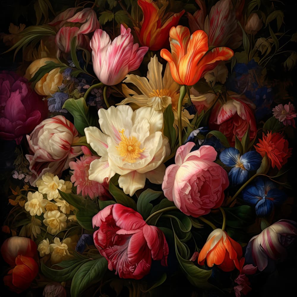 Vibrant Floral Bouquet by Bilge Paksoylu — canvas wall art