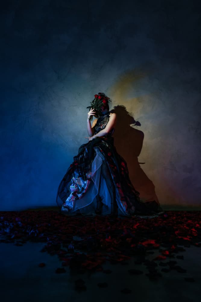 Mysterious Woman with Roses by Ken Masuguchi — canvas wall art