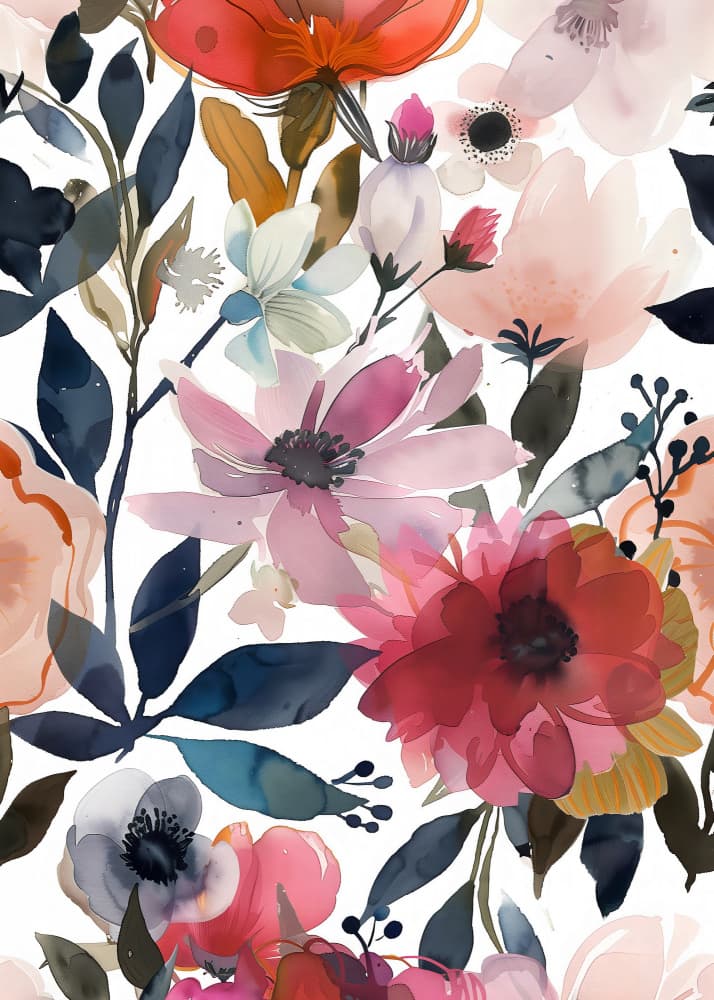 Vibrant Watercolor Blooms by Andreas Magnusson — canvas wall art