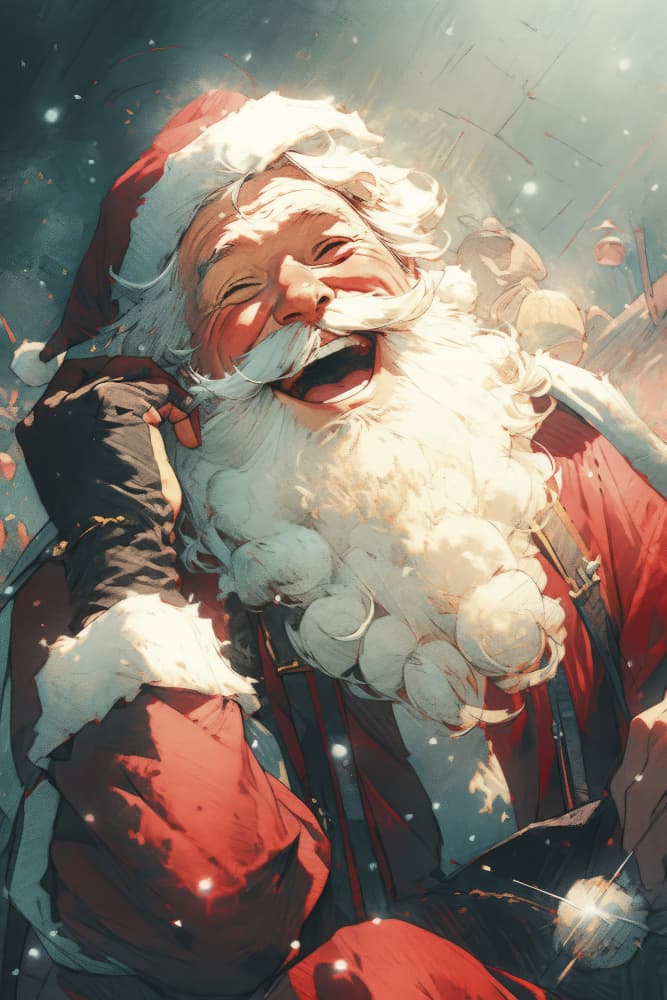 Jolly Santa's Call by Treechild — canvas wall art