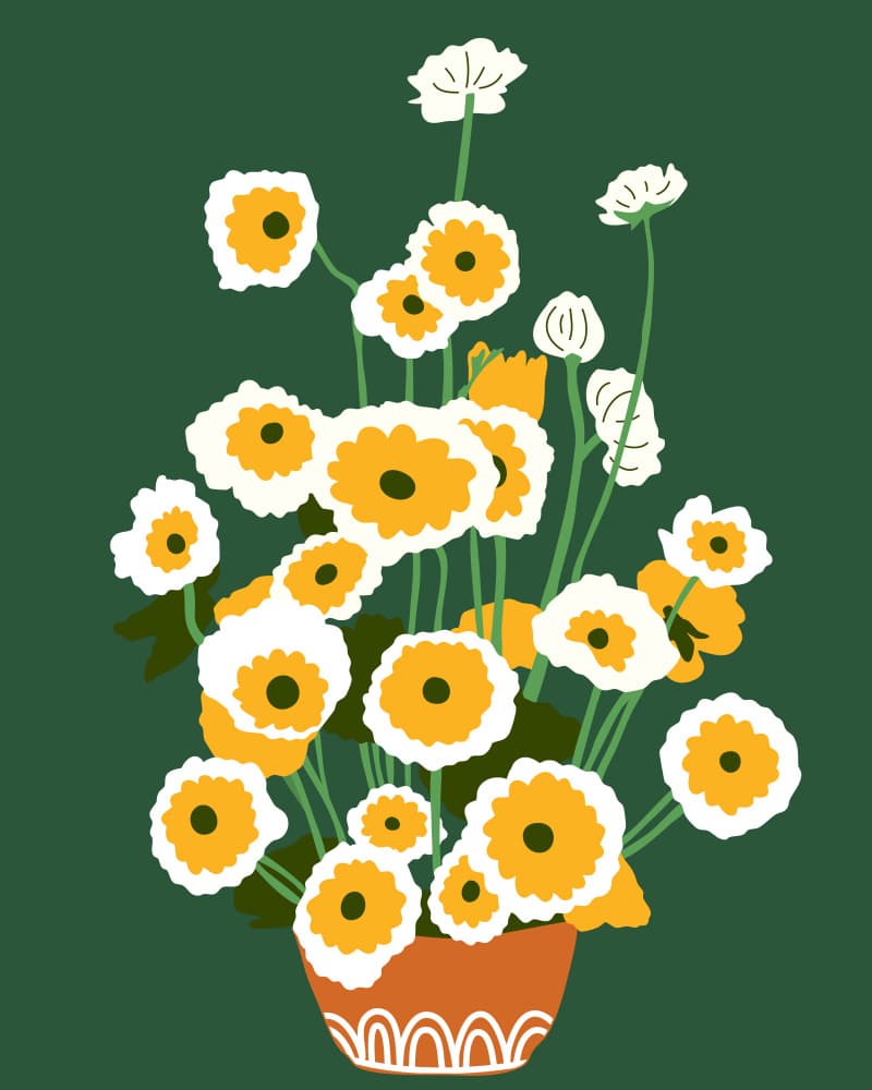 Blooming Yellow White Flowers by Kintsugi99 — canvas wall art