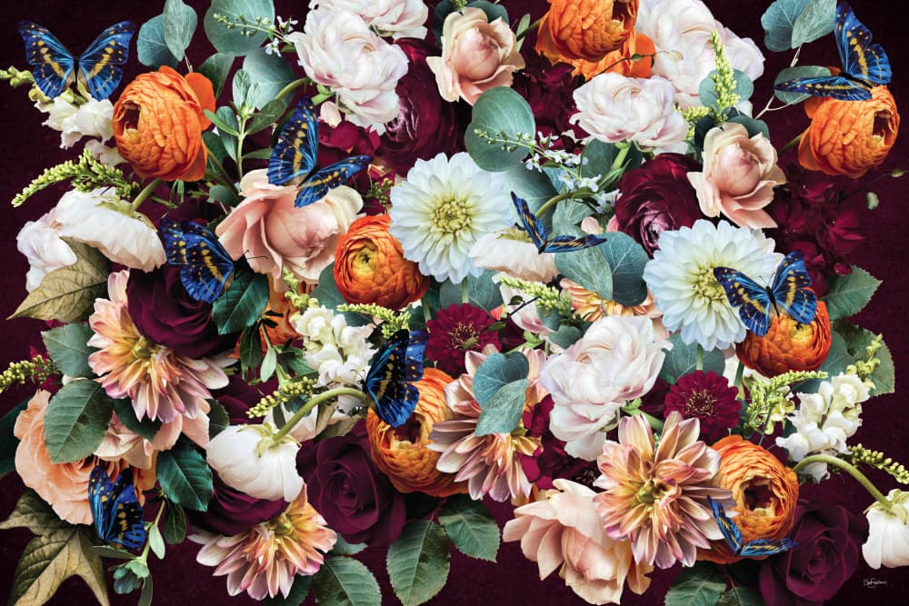 Lush Floral Butterflies by Sue Skellern — canvas wall art