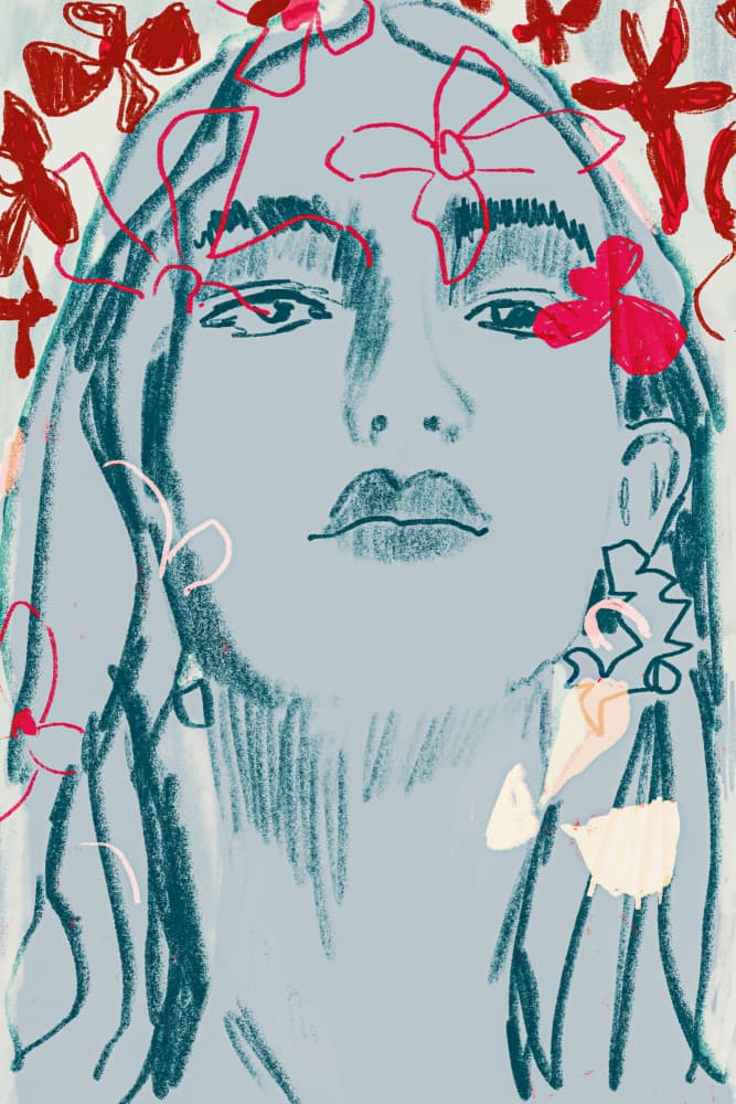 Floral Fashion Portrait by Beate Tubach — canvas wall art
