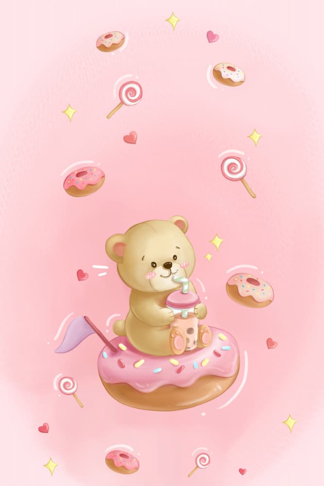 Sweet Boba Bear by Xuan Thai — canvas wall art