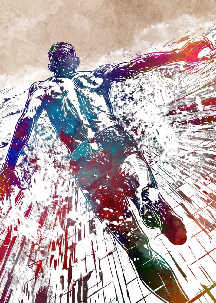Colorful Athletic Dive by Justyna Jaszke — canvas wall art