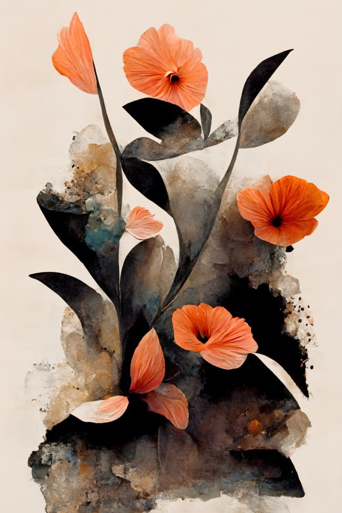 Coral Flowers by Treechild — canvas wall art