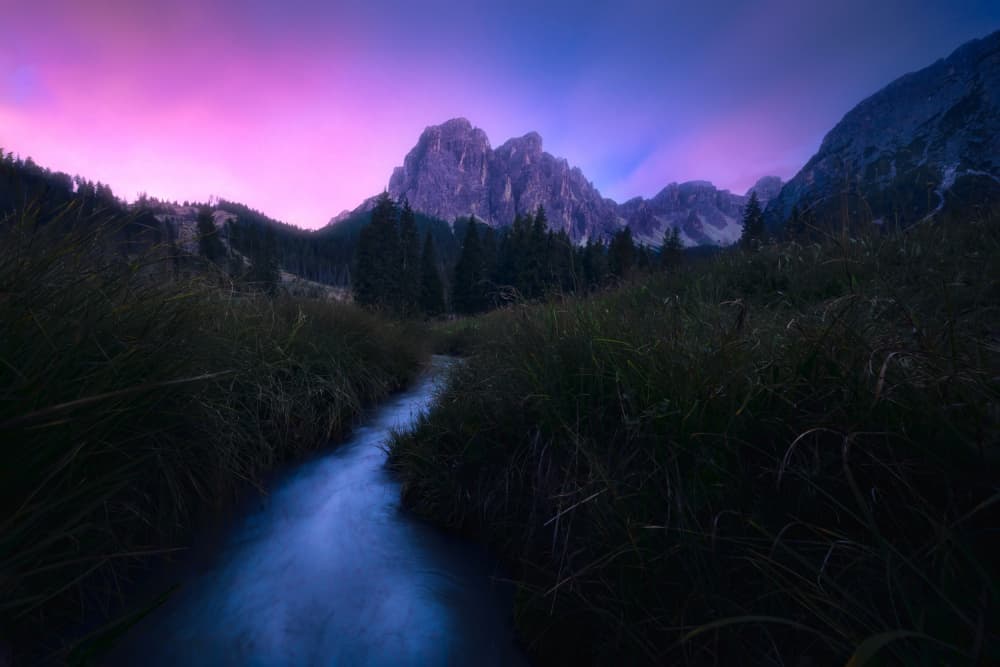 Purple Mountain Stream by Martin Morávek — canvas wall art