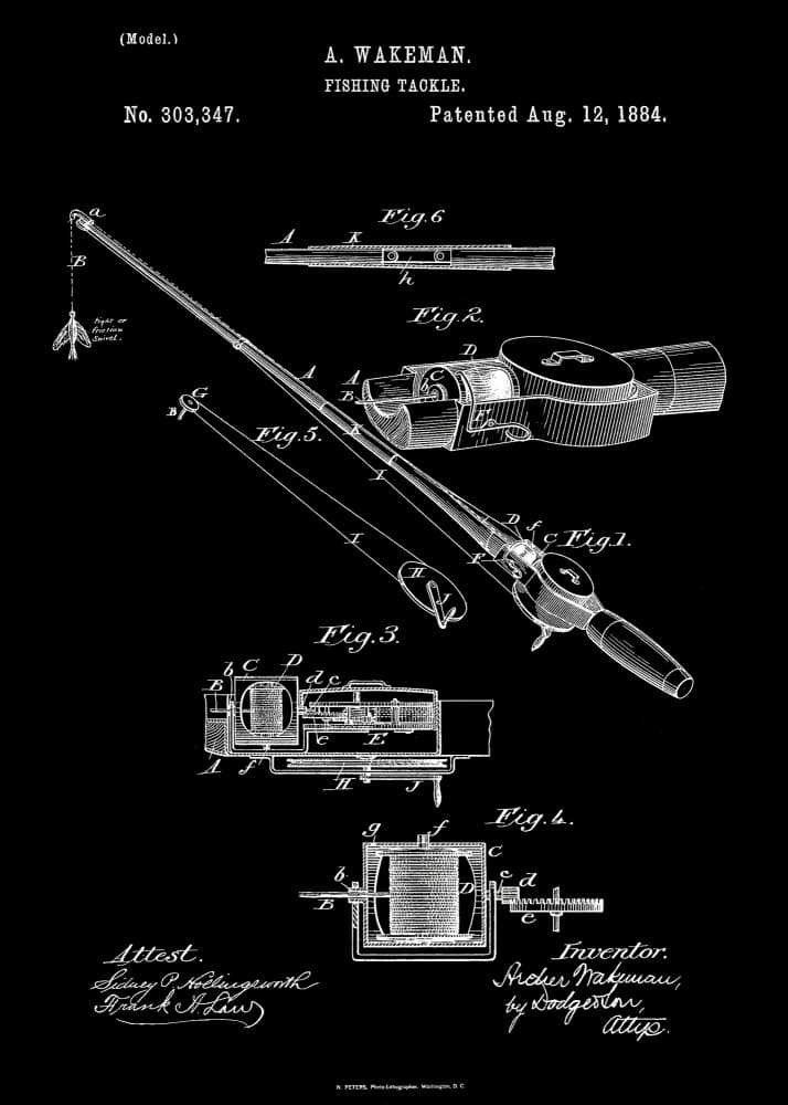 Vintage Fishing Tackle Patent by Andreas Magnusson — canvas wall art