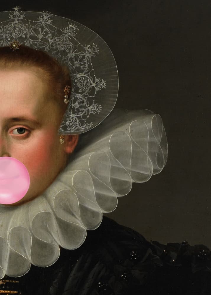 Bubblegum Renaissance Portrait by The Art Concept — canvas wall art