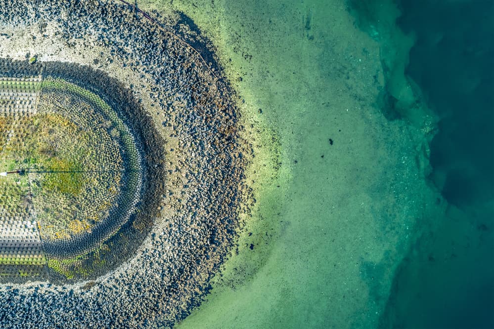 Aerial Coastal Curve by Bernardine de Laat — canvas wall art