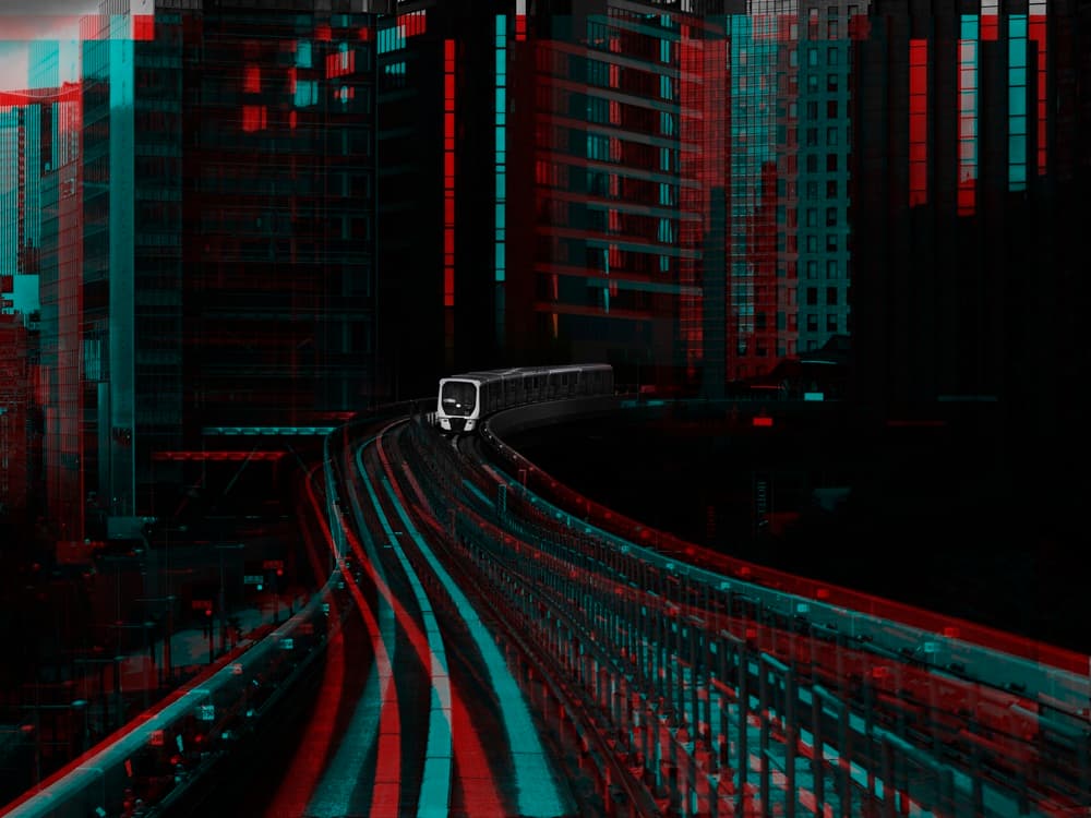 Cyberpunk City Train by Yasuhiro Takachi — canvas wall art